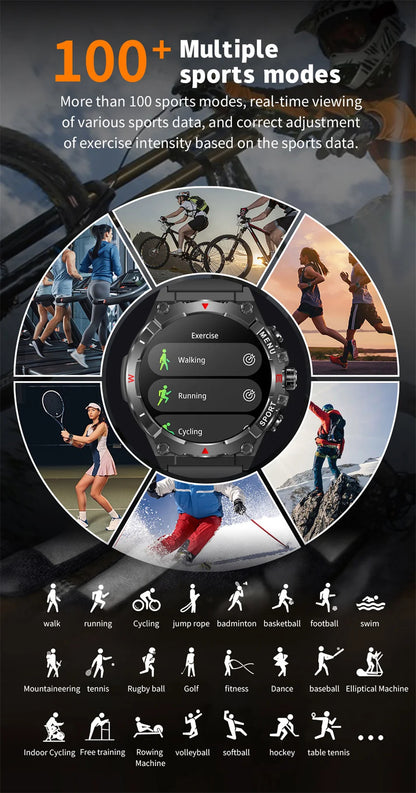 Military GPS Smart Watch Men AMOLED HD Screen Altitude Compass Heart Rate Sports Watch BT Calling IP68&10ATM Waterproof Watch