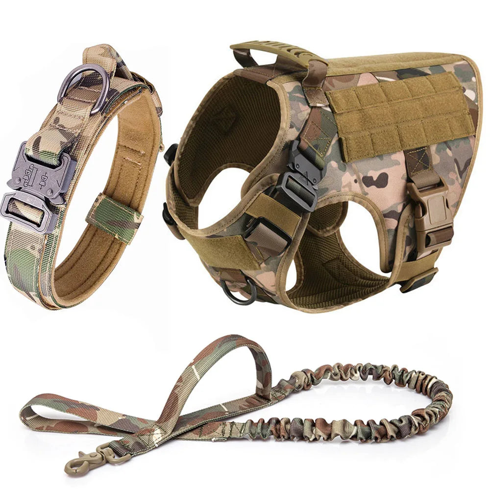 Large Dog Collar Dog Harness And Leash Set Pet Vest Tactical German Shepherd Harnesses For Small Dogs