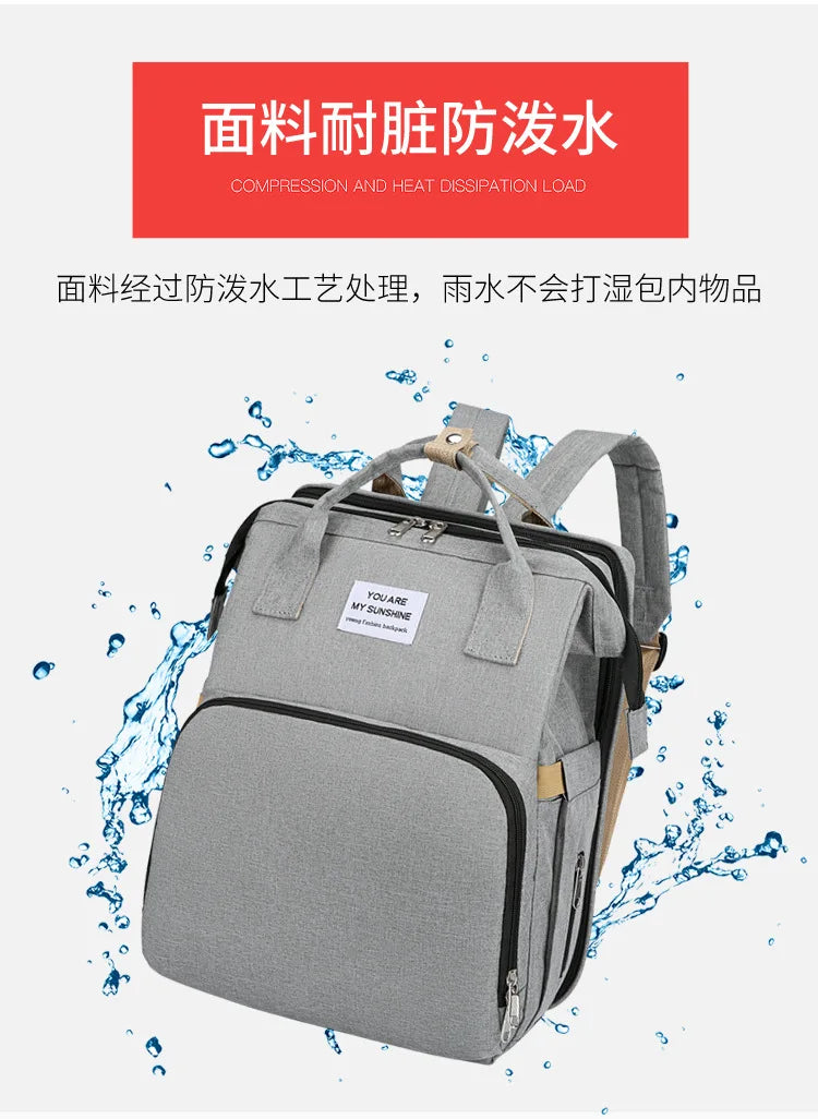 Folding Mommy Bag Multipurpose Portable Folding Crib Bed Large-capacity Baby Backpack Female Mommy Outting Bag Diaper Bags