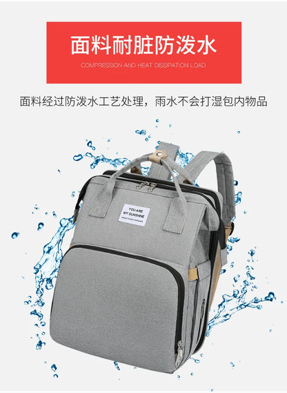 Folding Mommy Bag Multipurpose Portable Folding Crib Bed Large-capacity Baby Backpack Female Mommy Outting Bag Diaper Bags