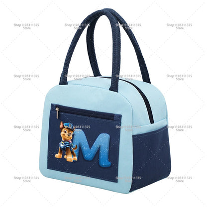 Cute PAW Patrol Thermal Bag Food Storage Container Letter A-Z Student Lunchbox Cartoon Fashion Handbags Bento Durable Bags Gifts