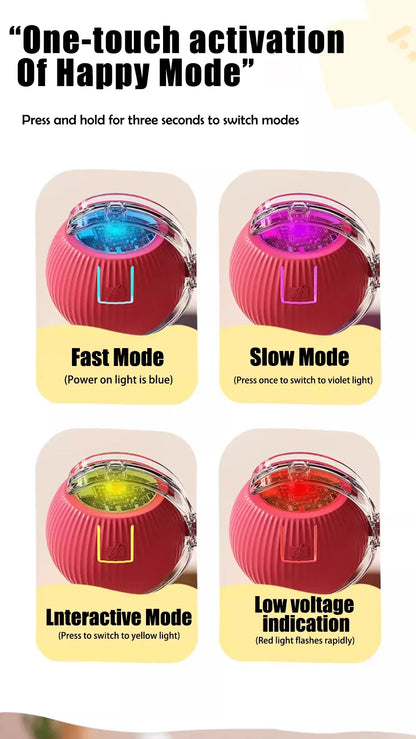 Cat Interactive Ball Toy, Automatic Rolling Ball with Tail, Rechargeable Smart Pet Interactive Toy, Intelligent Mouse for Cat