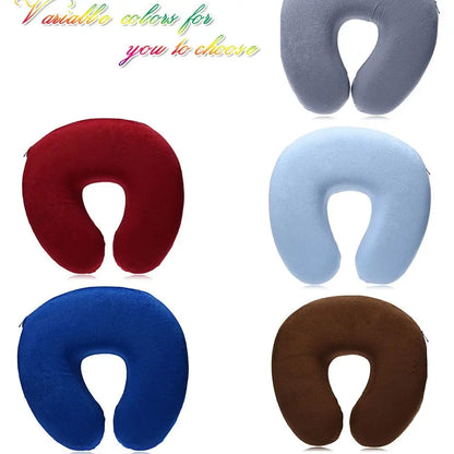 5 Colors Portable Mini Travel Pillow Ultralight Air Inflatable Memory Foam U Shaped Pillow Outdoor CampingTravel Soft Pillow