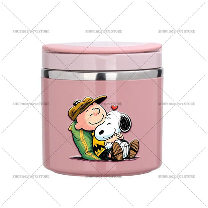 630ml Snoopys Food Thermal Jar Insulated Soup Cup Stainless Steel Vacuum Lunch Box with Handle Portable Sealed Bento Boxes Gift