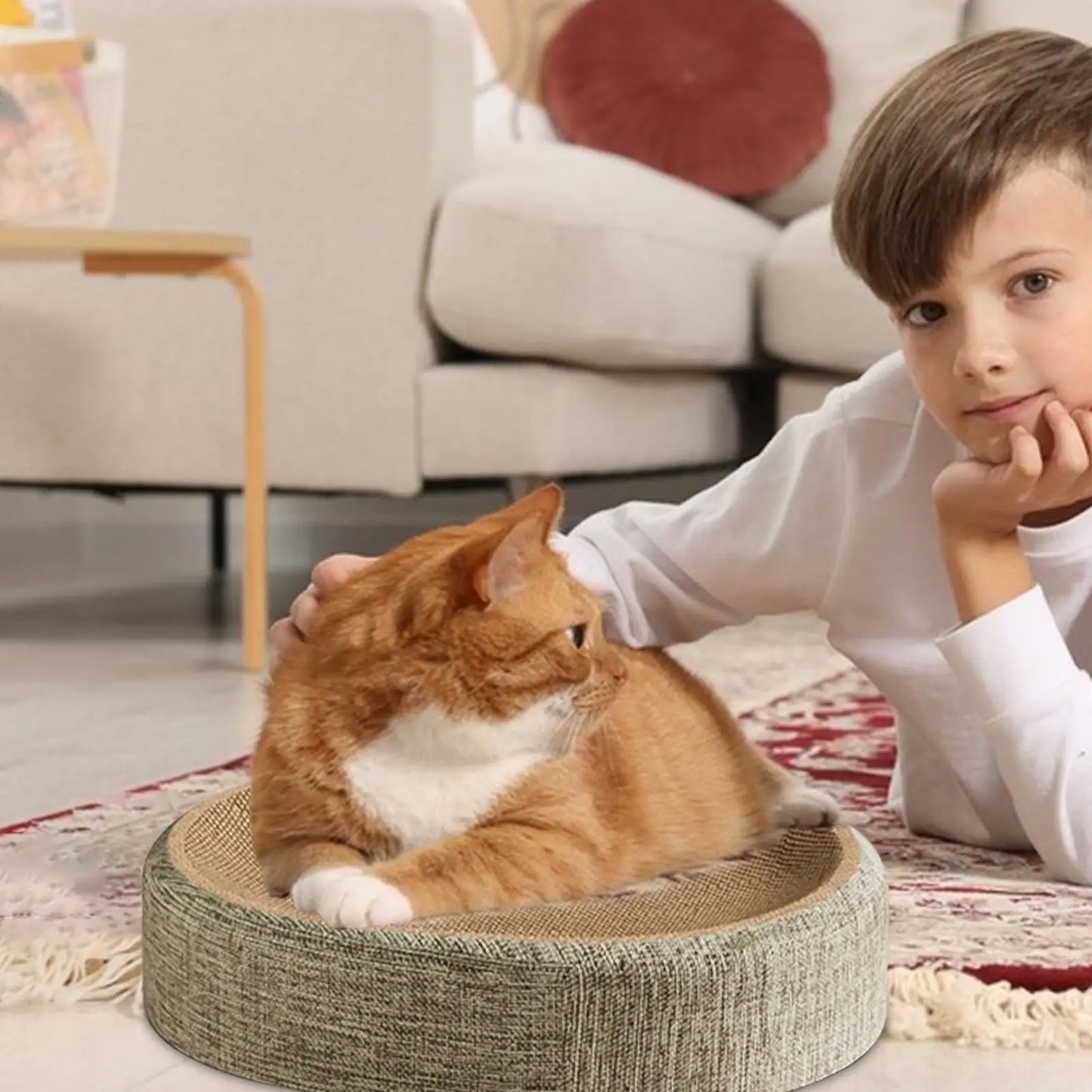 Oval Shaped Scratch Pad For Cats Sisal Scratching Cat Bed Multipurpose Pet Sleeping Mat Wear-Resistant Cat Scratch Bed Nest  ﻿