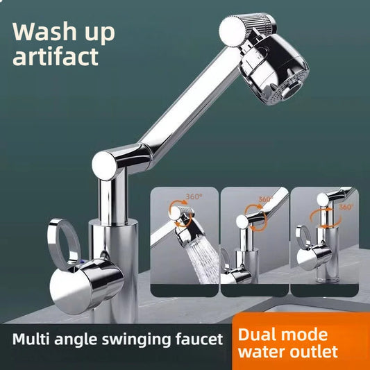 Dual Mode Universal Rotating Faucet Robotic Arm Wash Basin Kitchen Bathroom Hot and Cold Household Basin Wash Basin Sink
