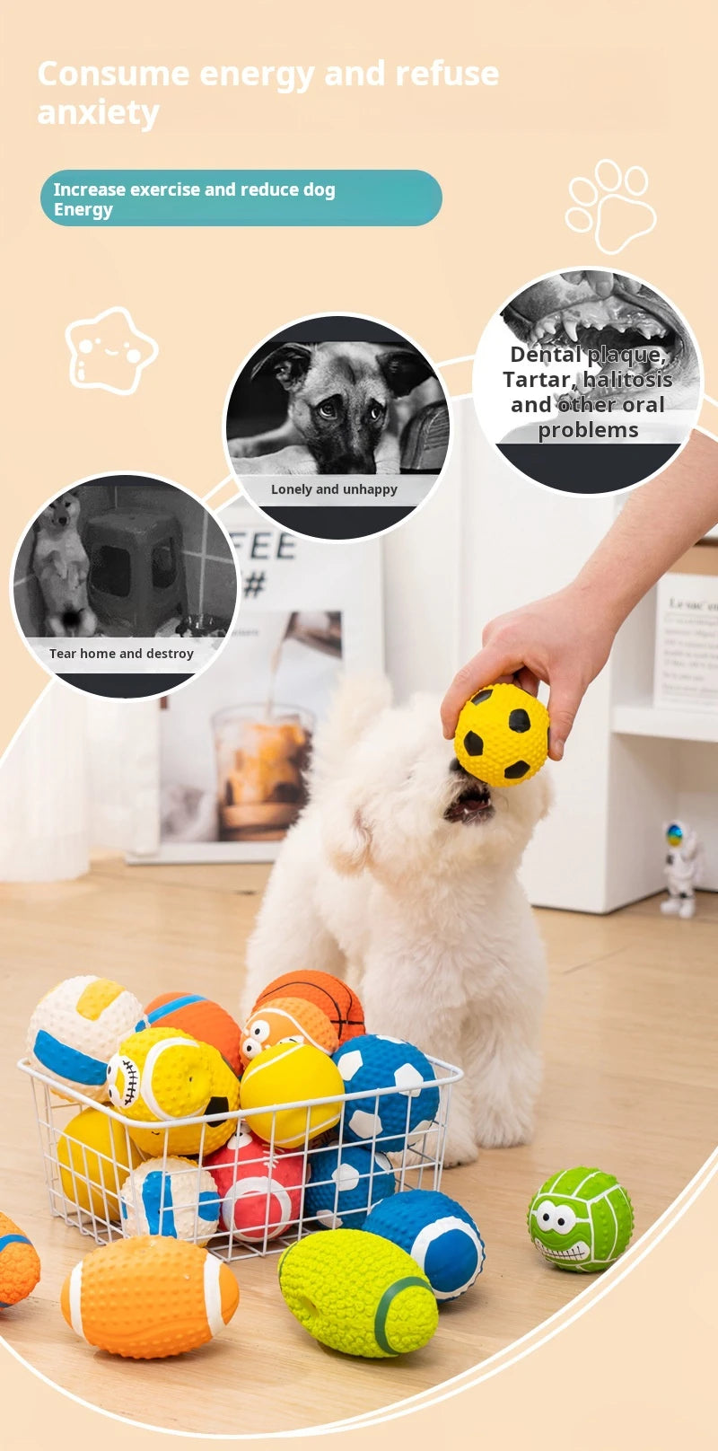 Pet Toys Olive Ball Squeaky Latex Dog Toy Ball S-L Soft Durable Interaction Smiling Face Rugby Dog Chewing Training Supplies