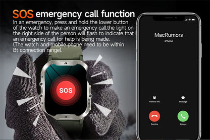 2024 New For Xiaomi Military Smart Watch Men Outdoor Sports Flashlight Fitness Watches Health Monitor 1.96" BT Call Smartwatch