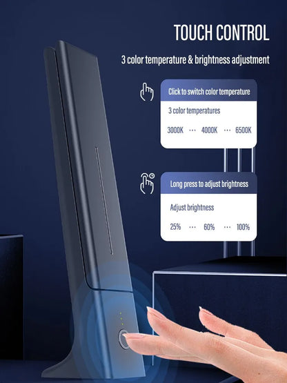 LED Folding Desk Lamp USB Charging Touch Control Dimmable Desktop Eye Protection Reading Study Office Bedroom Bedside Lamp