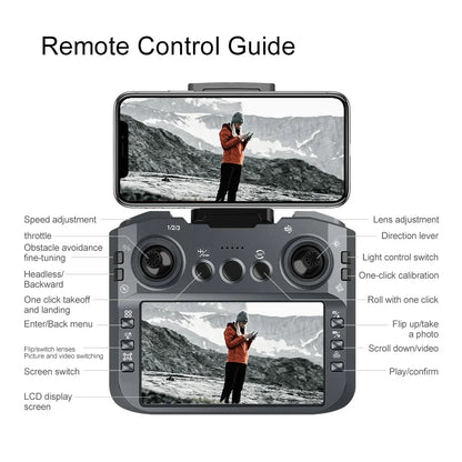 Drone 4K Profissional HD Dual-Camera Obstacle Avoidance 5G Wifi With Screen Remote Control Quadcopter Optical Flow Drone