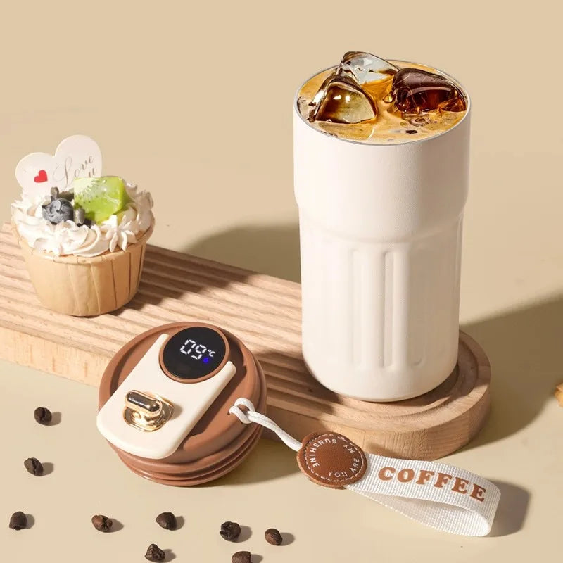 450ml Thermal Mug Thermos Bottle Smart Display Temperature  Stainless Steel Vacuum Cup Office Coffee Cup Business Portable