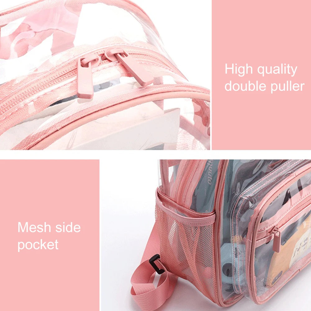 Transparent PVC Outdoor Sports Fitness Knapsack Casual Travel Visible Backpack Large Capacity Waterproof Top-Handle SchoolBag
