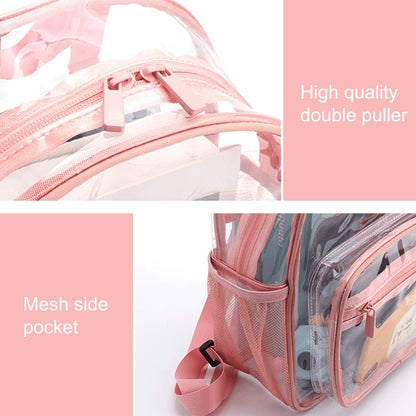 Transparent PVC Outdoor Sports Fitness Knapsack Casual Travel Visible Backpack Large Capacity Waterproof Top-Handle SchoolBag