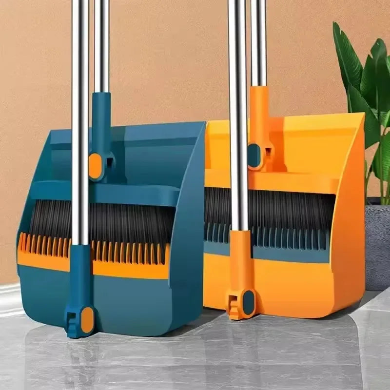 Cleaning Foldable Dustpan Broomstick Sweeping Set Rotating Hair Tools Broom Multi-functional Soft Stainless Combination