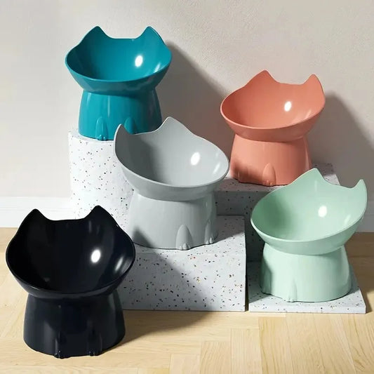 Pet Bowl Protects Cervical Vertebrae Dog Basin High-legged Cat Bowl Prevents Overturning Plastic Slanted Cat Food Bowl