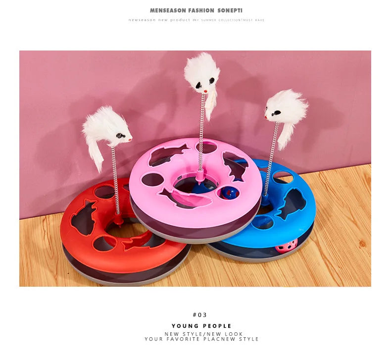 Funny Cat Toys for Indoor Cats Interactive Kitten Toys Roller Tracks with Catnip Spring Pet Toy with Exercise Balls Teaser Mouse