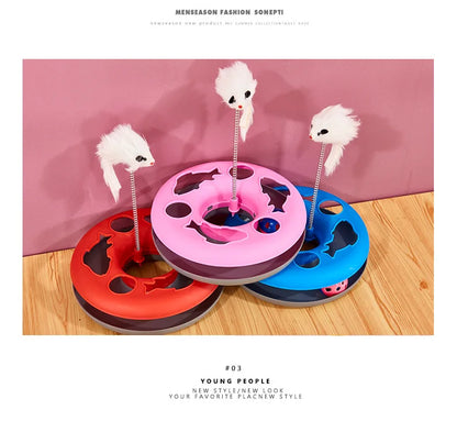 Funny Cat Toys for Indoor Cats Interactive Kitten Toys Roller Tracks with Catnip Spring Pet Toy with Exercise Balls Teaser Mouse
