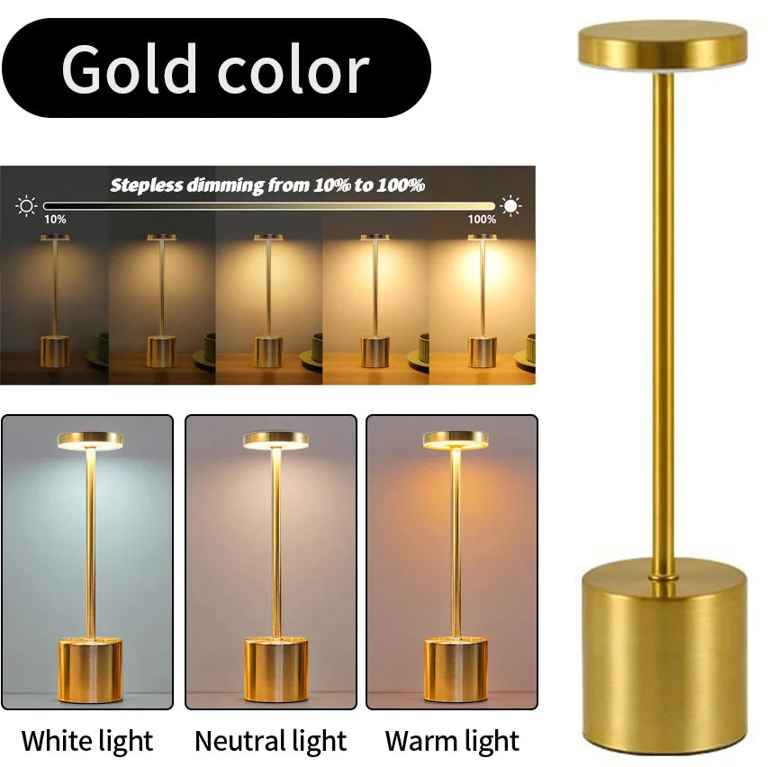 Creative Ambient Table Lamp USB Rechargeable Night Light Stepless Dimming Touch Desk Lamp 3 Colors Bedside Lamp Hotel Bar Decor