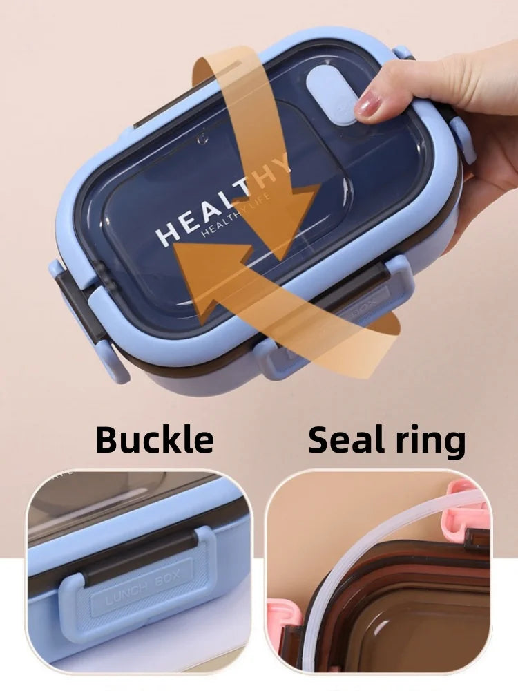 1200ML Double Layer Lunch Box Portable Compartment Salah Fruit Food Box Microwave Lunch Fork and Spoon Picnic Fresh Box