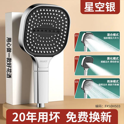 New 13CM Large Panel 3 Modes Adjustable Home Shower Head High Pressure Massage ShowerHead Filter Element Bathroom Accessories