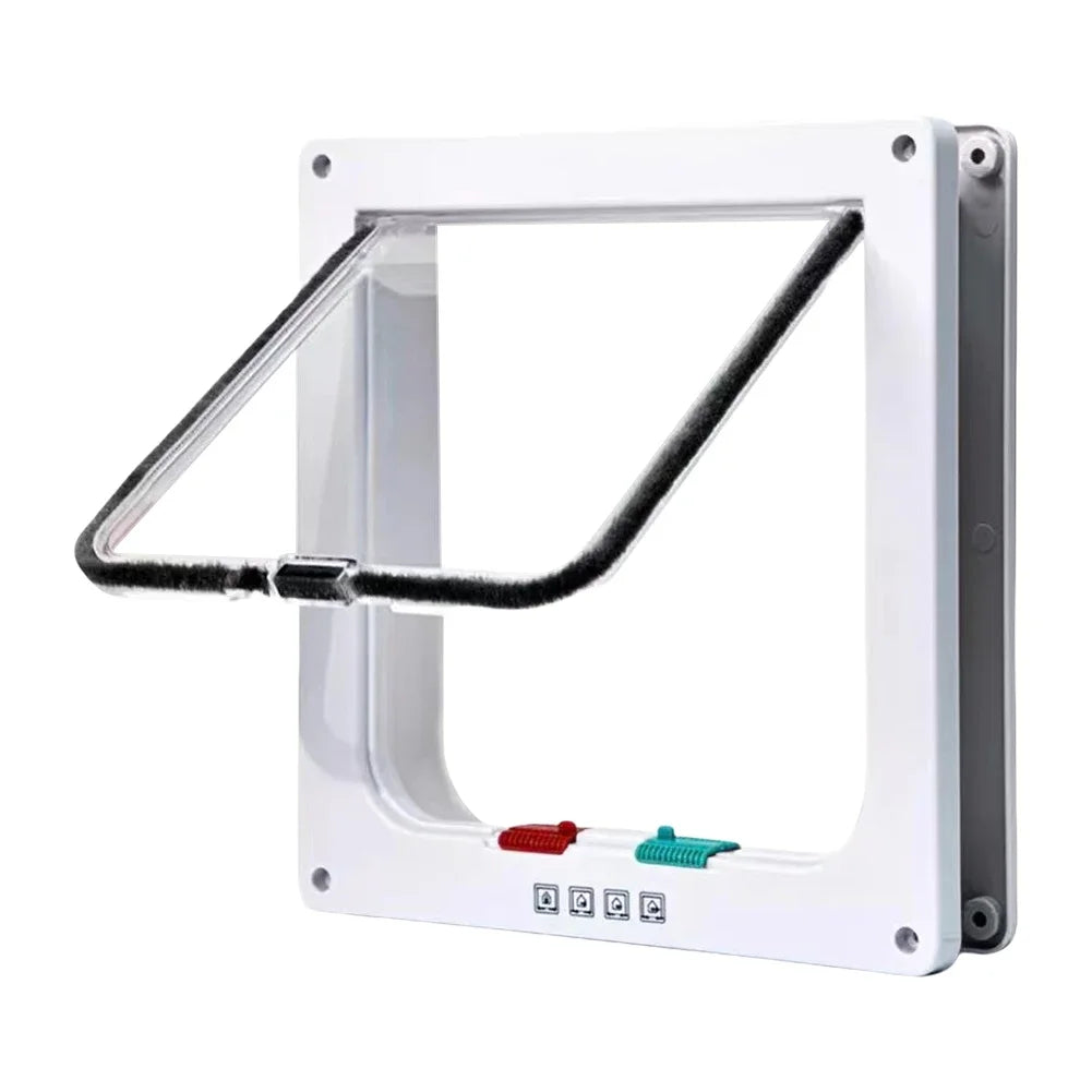 Cat Flap Door Magnetic Pet Door with 4 Way Security Lock for Cats Controllable ABS Plastic Small Puppy Gate Kitten Safety in&out