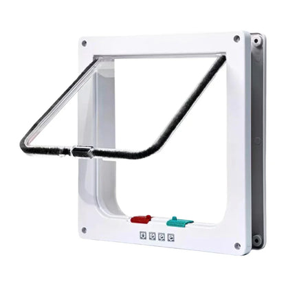 Cat Flap Door Magnetic Pet Door with 4 Way Security Lock for Cats Controllable ABS Plastic Small Puppy Gate Kitten Safety in&out