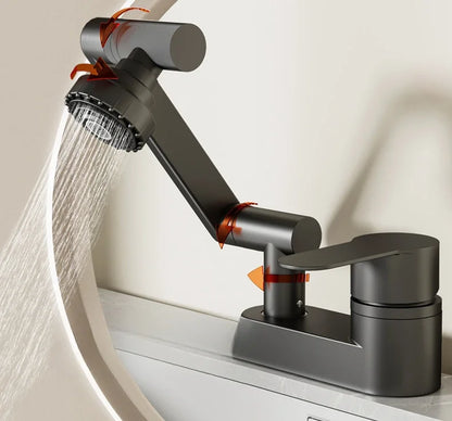 Basin Faucet Bathroom Double Hole Cold and Hot Water Tap Toilet Second Gear Sink 360° Rotating Water Mixing Valve Accessories