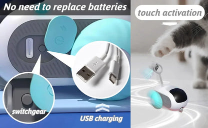 Self-Moving Automatic Cat Teaser Ball with Faux Tail Rechargeable Smart Sensor Cat Toy for Indoor Cats Cat Toys Interactive