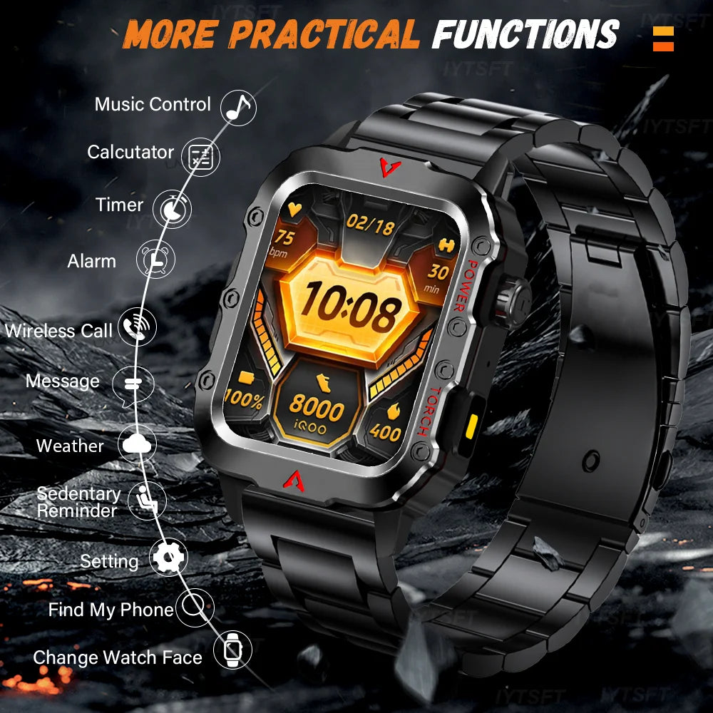 KESHUYOU 2025 New Sports Smart Watch Bluetooth Talk LED Flashlight Multi-function Outdoor Sports Smart Watch for Men Women