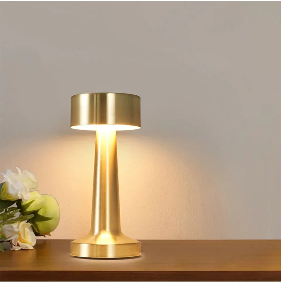 Retro LED Table Lamp Touch Dimmable Rechargeable Desk Light for Restaurant Coffee Bar Atmosphere Backlight Home Bedroom Decor