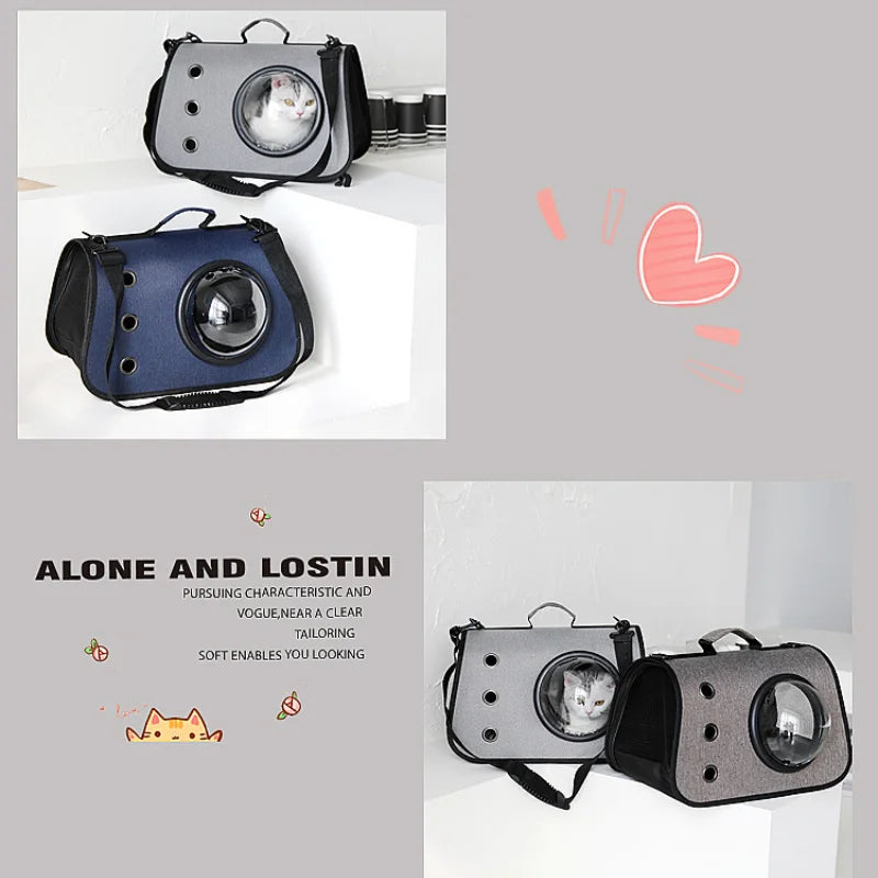Portable Pet Backpack for Outdoor Travel Foldable Transparent Cat Backpack Suitable Dogs and Cats Breathable Tote Bag for Travel