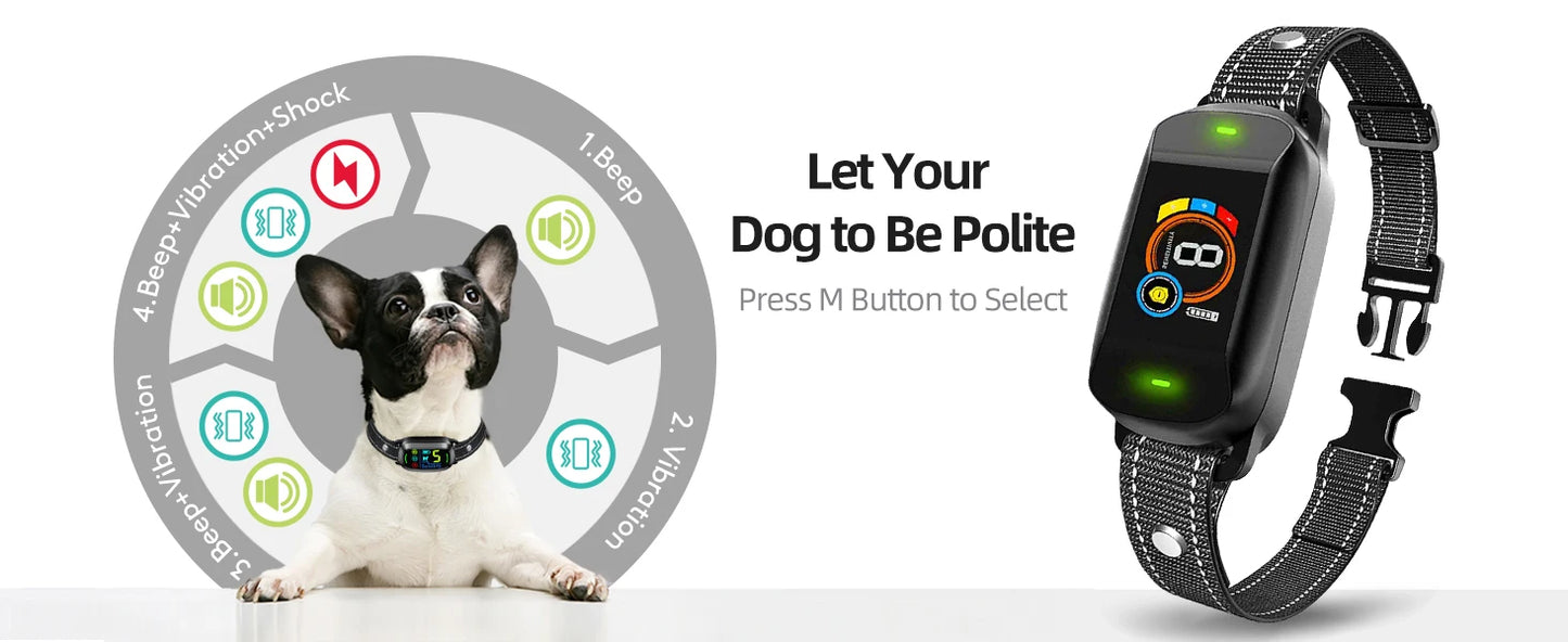 Automatic Anti Bark Collar Dog Training Bark Stopper with 5 Adjustable Sensitivity Beep Vibration Shock Collar IP67 Waterproof