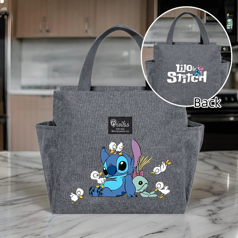 Stitch Insulated Lunch Bag - Waterproof Oxford Cloth, Aluminum Foil, Portable & Reusable Square Tote for Work, School, Picnic