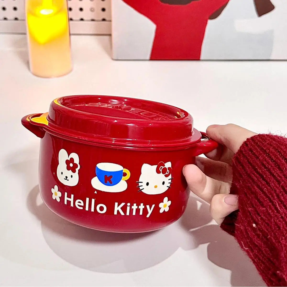 Original Hello Kitty Lunch Box Set Cute Food Storage Container Microwave Safe Pp Plastic Lunch Box Cute Gift