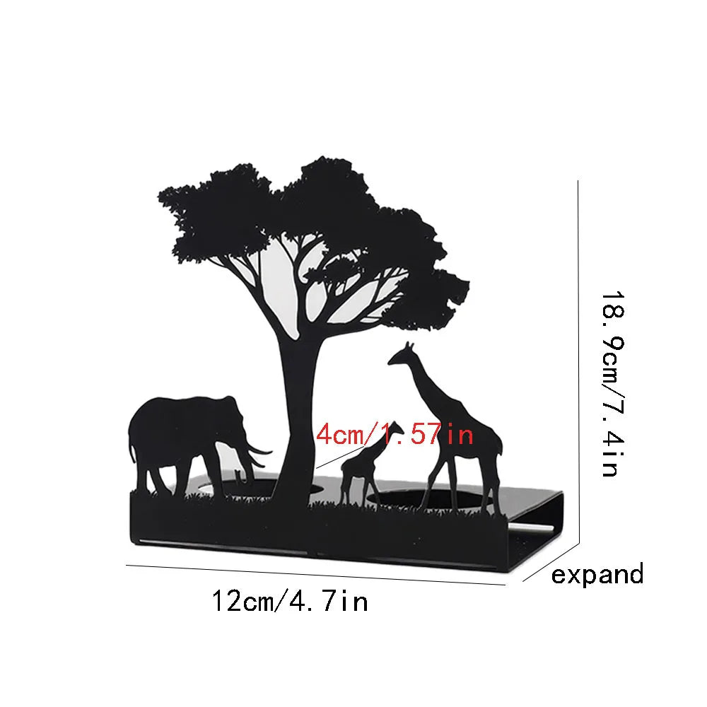 3D Animals Candle Container Silhouette Metal Iron Candlestick Holder Deer Elephant Giraffe Home Desktop Decor DIY Props Gift Kit