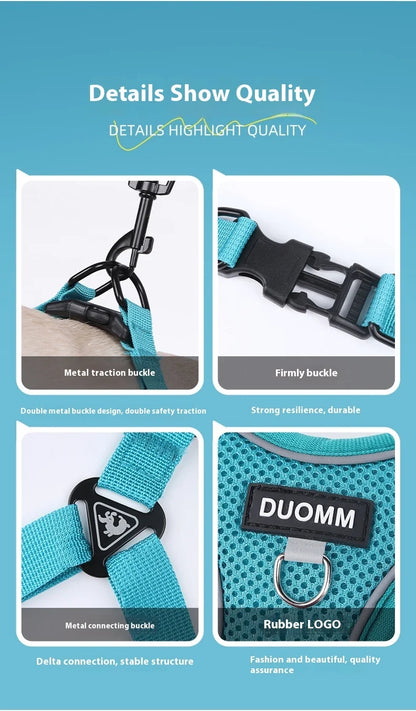 Dog Harness Leash Set Small Medium Dog Cat Chest Strap Adjustable Reflective Breathable Walking Training Vest Pet Accessories