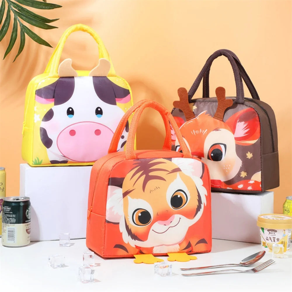 Cartoon Animals Children's Lunch Bag Portable Cartoon Handbag Thickened Insulation Fresh Refrigerated Bag Children's Bag