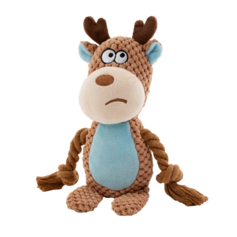 Cute Pet Push Toy Dog Self Relieving Vocalizing Elephant Fox Cat Teeth Grinding and Bite Resistant Interactive Cleaning Chew Toy