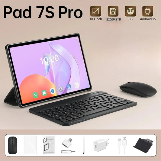 10.1" Tablet PC Pad 7SPro Original 5G Dual SIM Tablets Tab Android 15 22GB+2TB 10000mAh With keyboard Laptop For Kids Children's