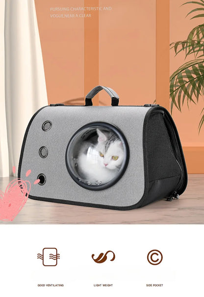 Portable Pet Backpack for Outdoor Travel Foldable Transparent Cat Backpack Suitable Dogs and Cats Breathable Tote Bag for Travel