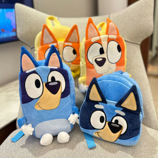 Bluey Family kawaii Kindergarten Children's Cartoon School Bag Bluebin Dog Backpack Kawaii Blue Orange Dog Backpack Children's