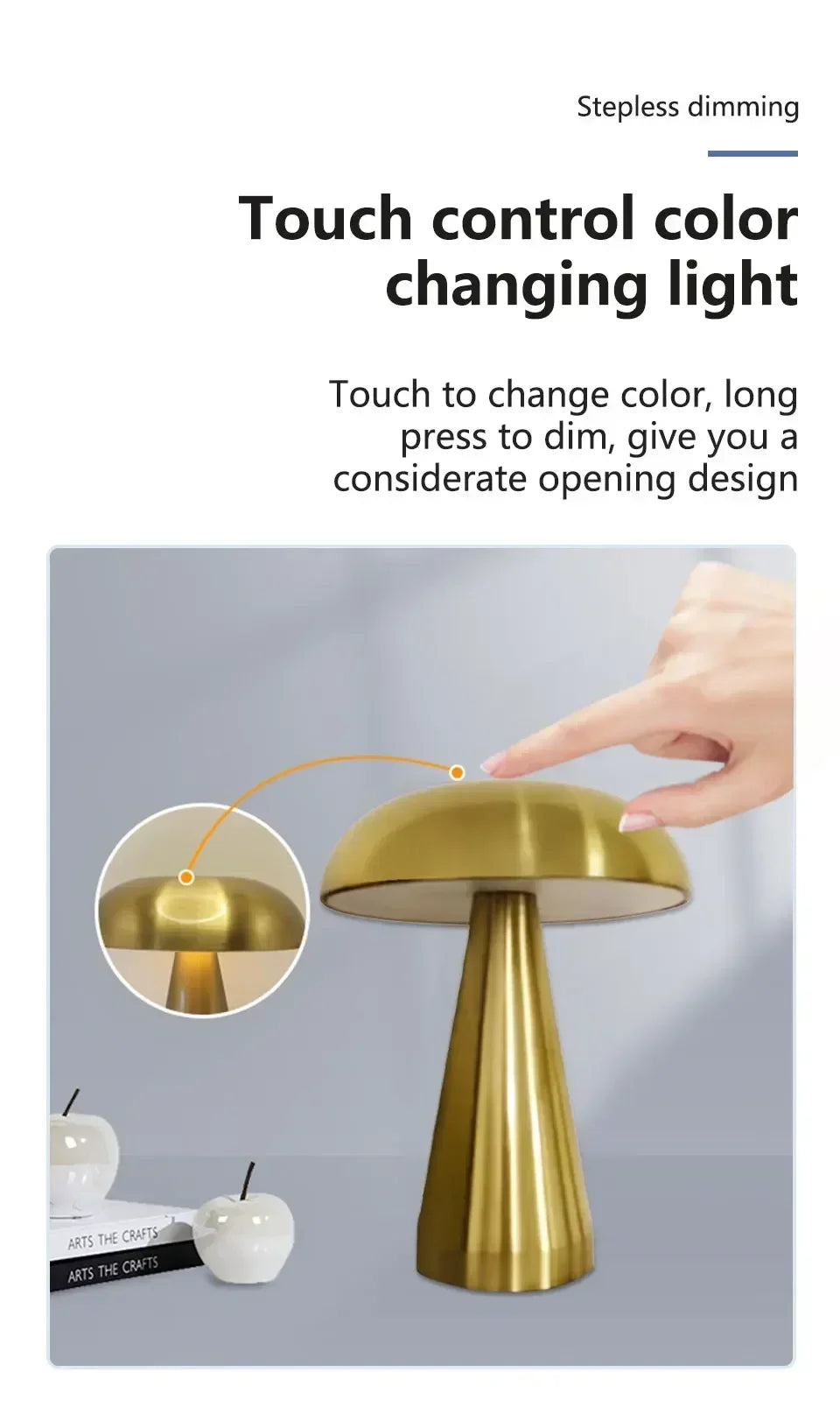 Retro LED Night Light Mushroom Touch Sensor Desk Lamp Rechargeable Reading Lights For Bedroom Restaurant Bar Decor Lighting