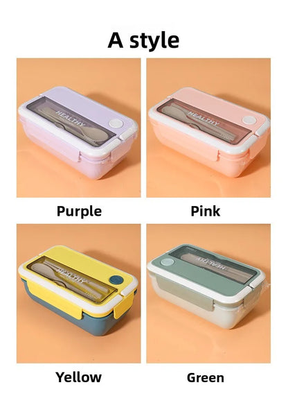 Plastic Compartments For Students And Office Workers, Large Capacity Bento Box With Lid, Sealed Insulated Lunch Container
