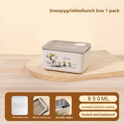 Cute Snoopy cartoon insulation lunch box multi-layer convenient to carry 304 stainless steel large capacity lunch box gift