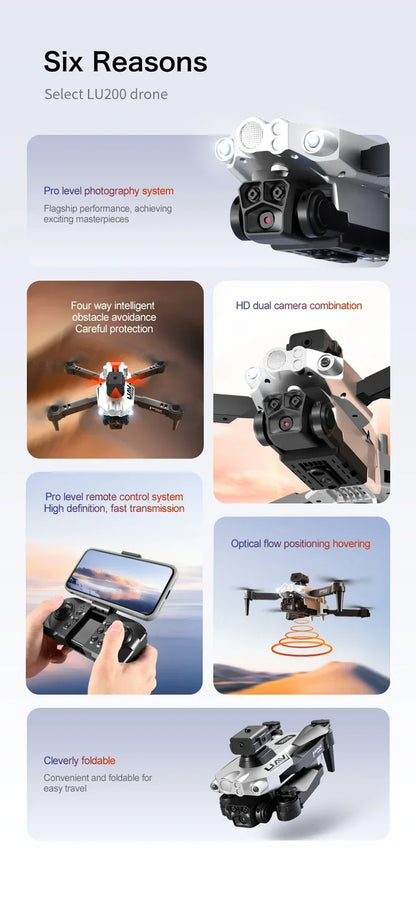 LU200 Drone 8K GPS Professional HD Aerial Photography Triple-Camera WIFI Omnidirectional Obstacle Avoidance Drone 10000M