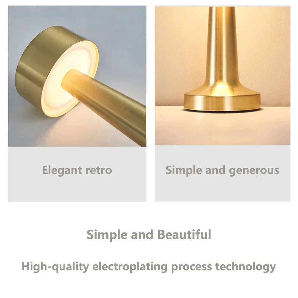 Retro Table Lamp Metal Touch Decor for Bar Coffee Restaurant Decoration Light Desk LED Rechargeable Night Light Bedroom Decor
