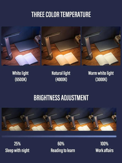 LED Folding Desk Lamp USB Charging Touch Control Dimmable Desktop Eye Protection Reading Study Office Bedroom Bedside Lamp