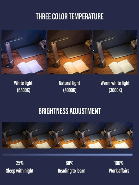 LED Folding Desk Lamp USB Charging Touch Control Dimmable Desktop Eye Protection Reading Study Office Bedroom Bedside Lamp
