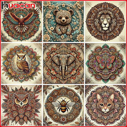 Huacan Animal 5D DIY Diamond Paintings Flower Mosaic Complete Kit Mandala Diamond Embroidery Art Room Decoration