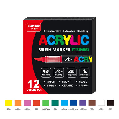 12/120 Colors Paint Markers, Brush Acrylic Paint Pens for Art Supplies Fabric Paint Stone Glass Ceramic Wood Rock Christmas Card